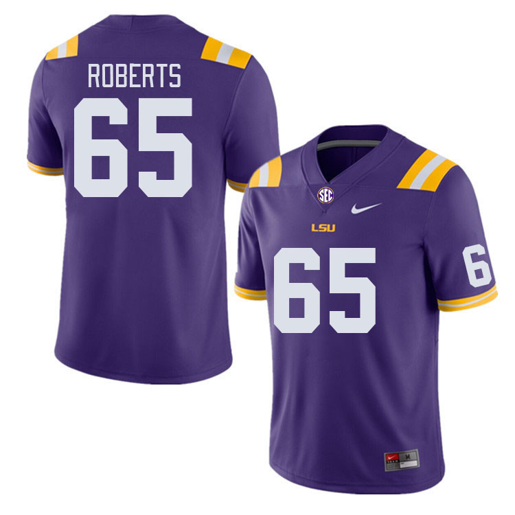 Men #65 Kobe Roberts LSU Tigers College Football Jerseys Stitched-Purple